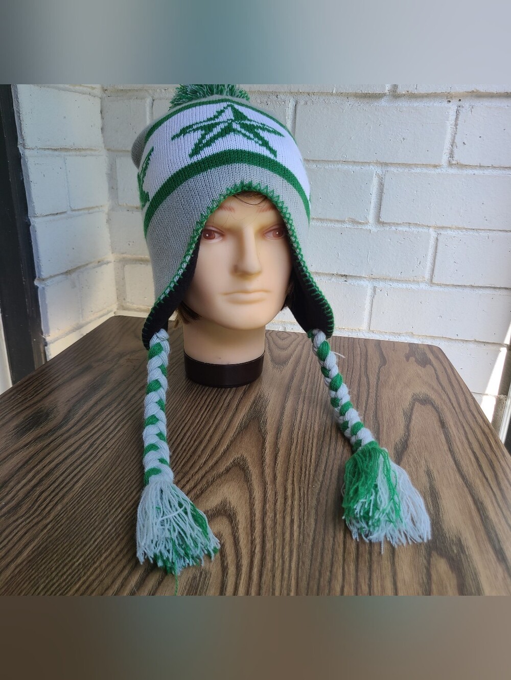Texas/Dallas Stars Chullo Hat Hockey Adult unisex Size Green/Grey/White